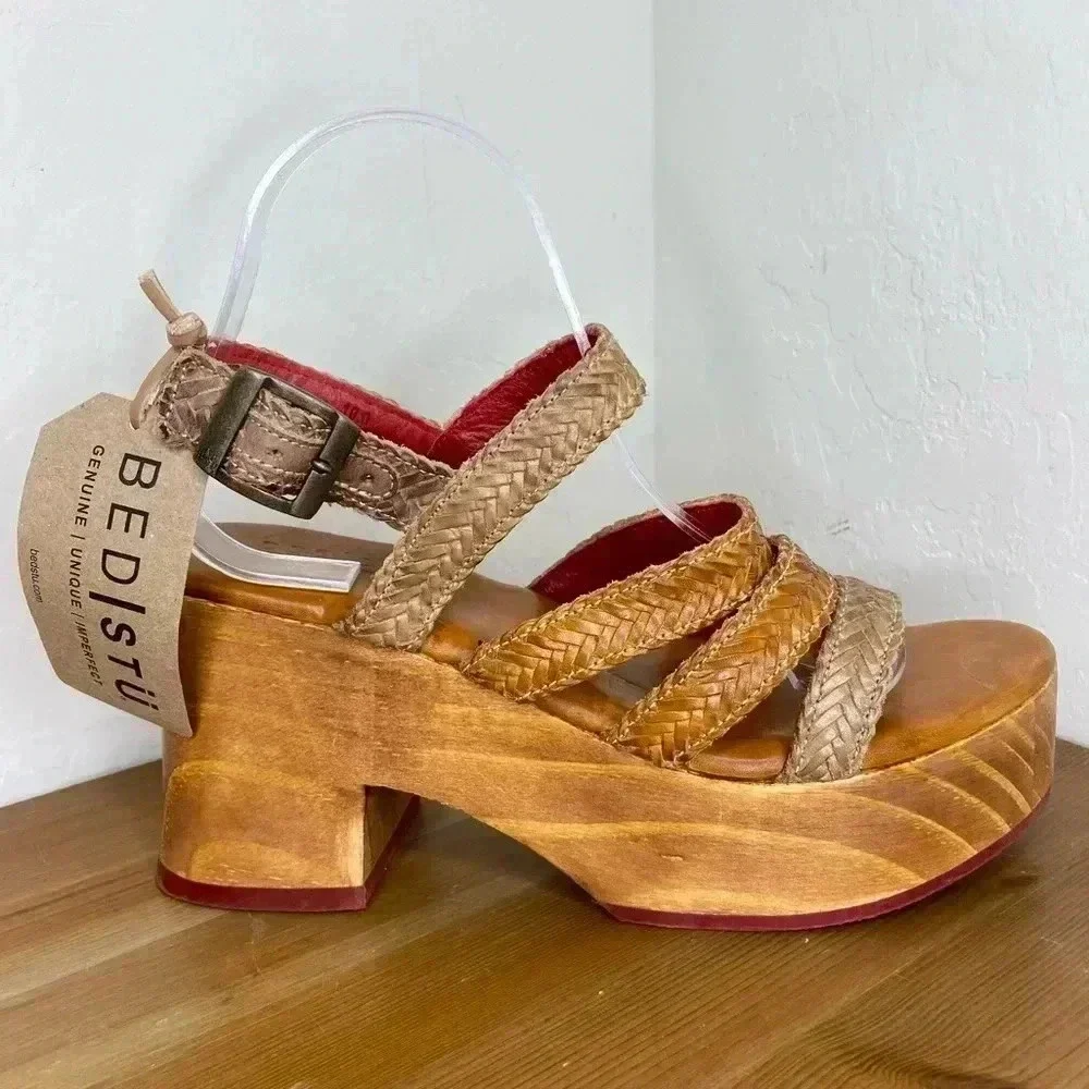 NEW Bed Stu Voicing Braided Leather Platform Sandals Size 9